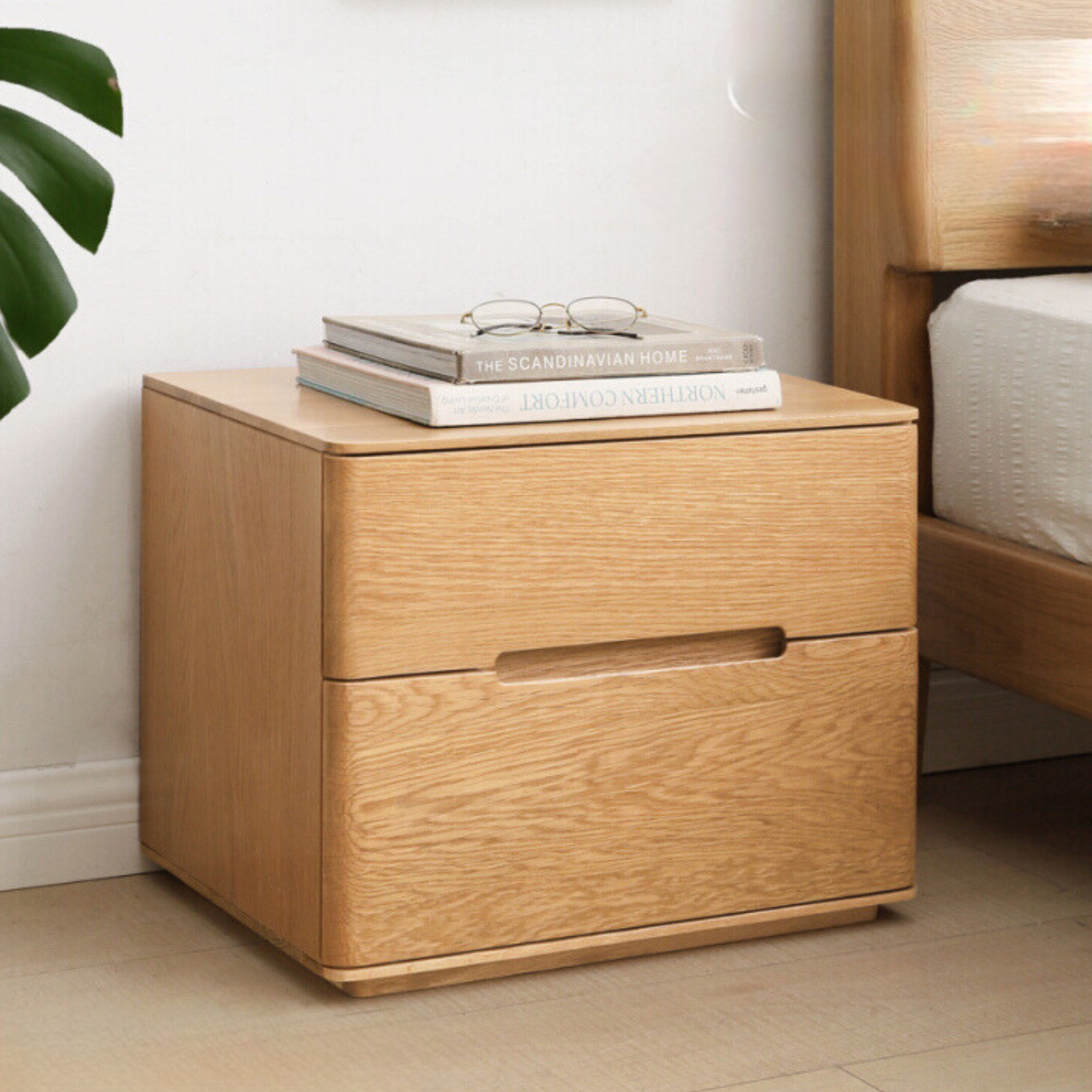 Oak solid wood nightstand Nordic -