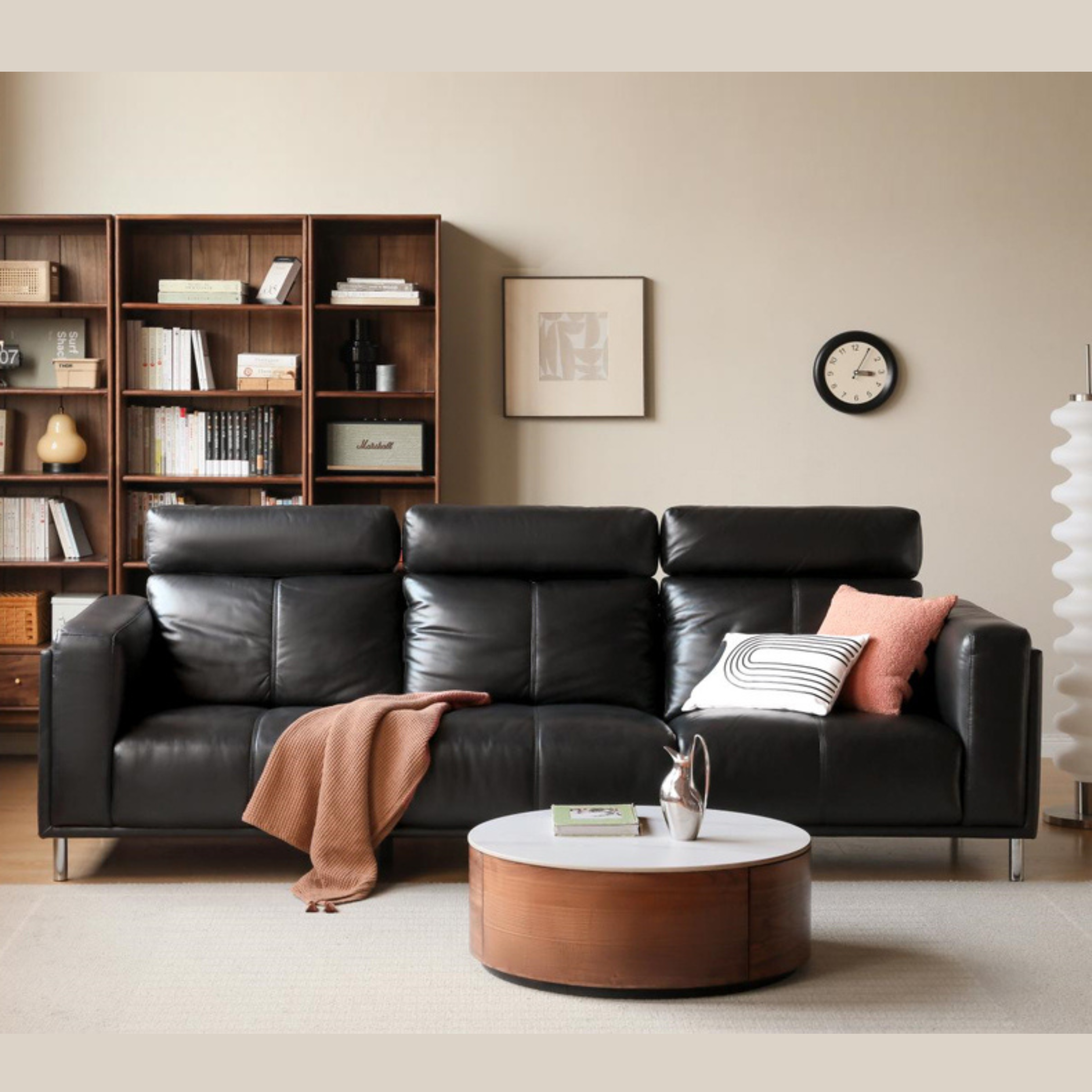 Cowhide Down Black Light Luxury Sofa)