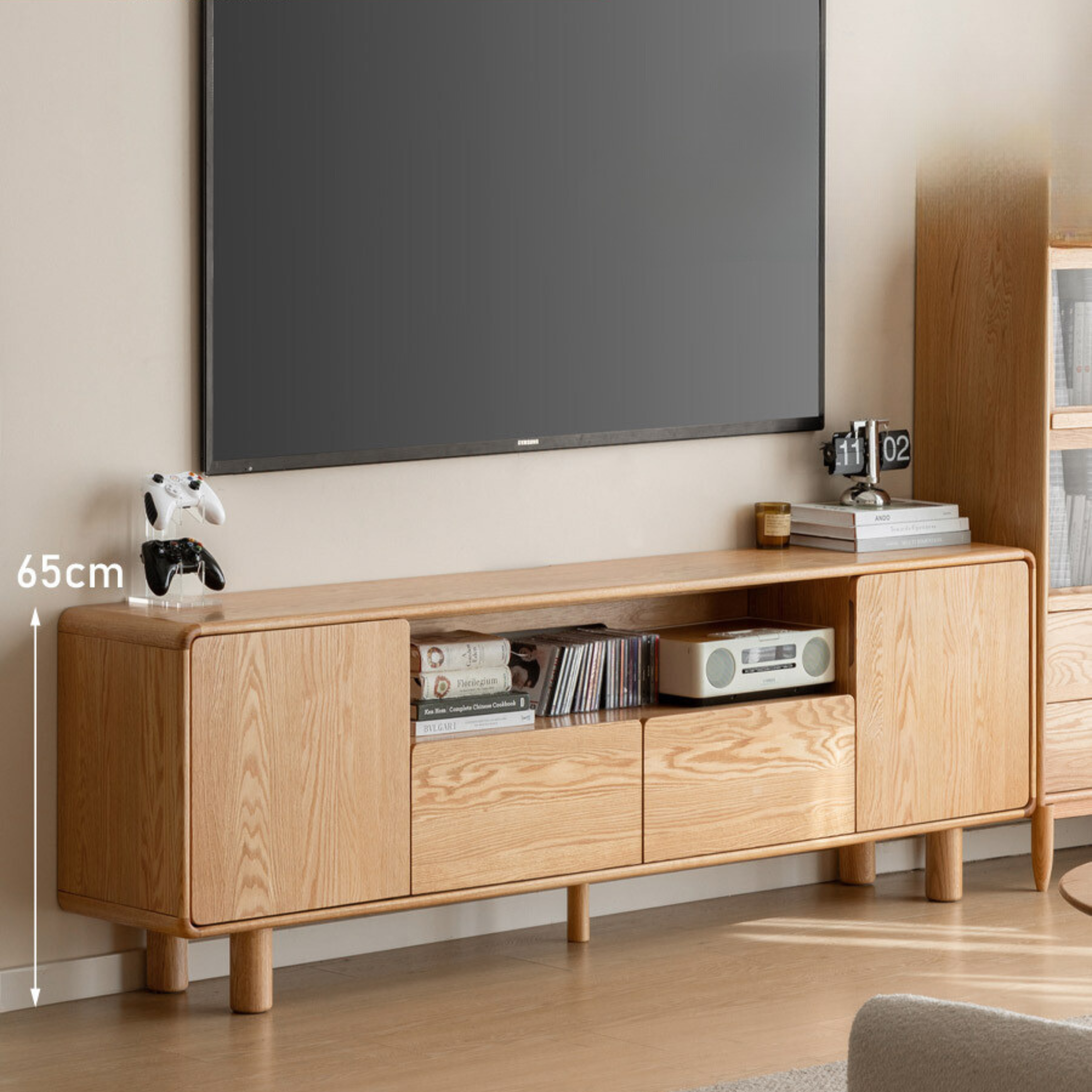 Solid Wood Bedroom TV Cabinet Modern Simple Log Large Capacity
