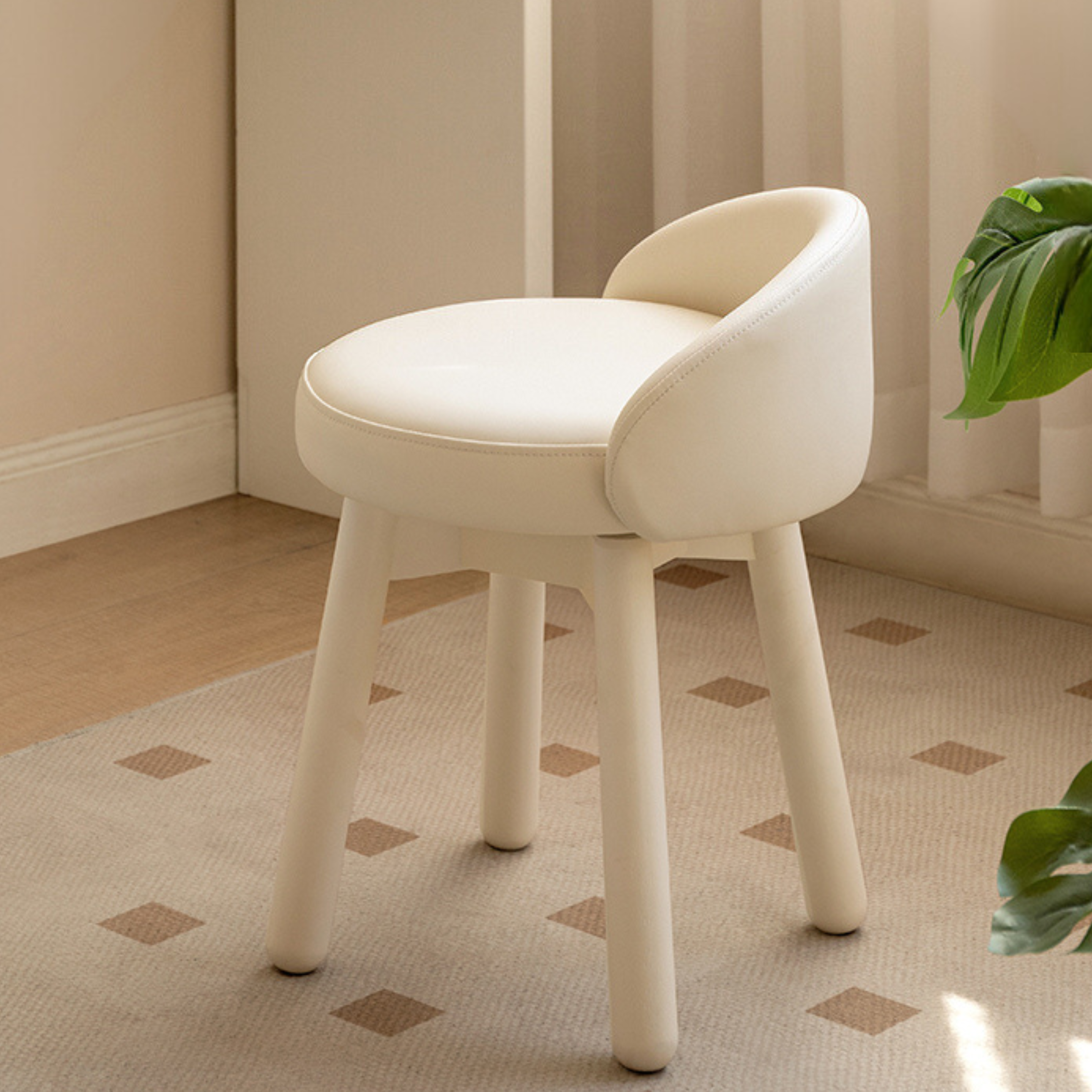 Makeup stool 360° free rotation cream style Birch solid wood "