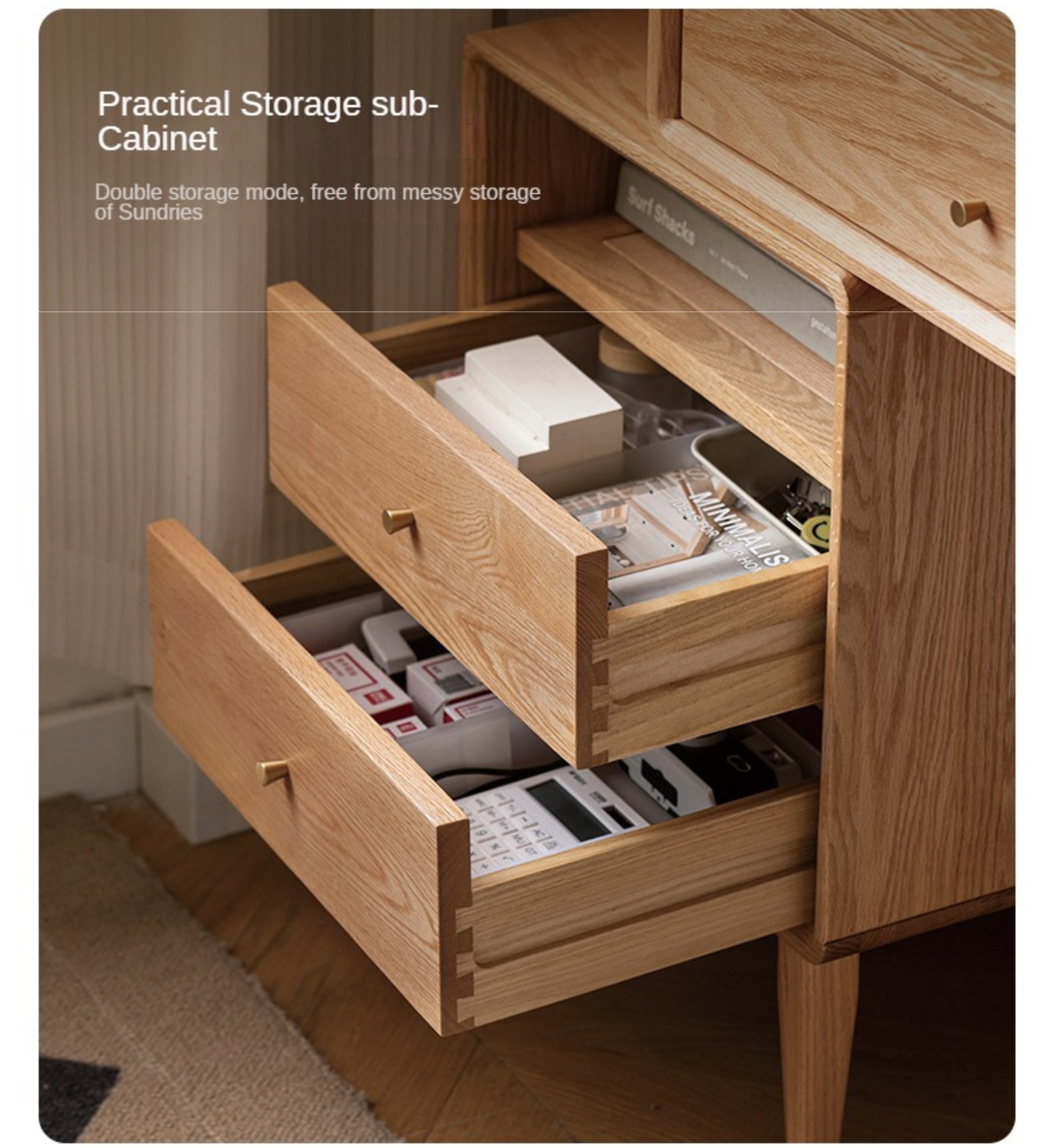 Oak Solid Wood Office Desk Combination