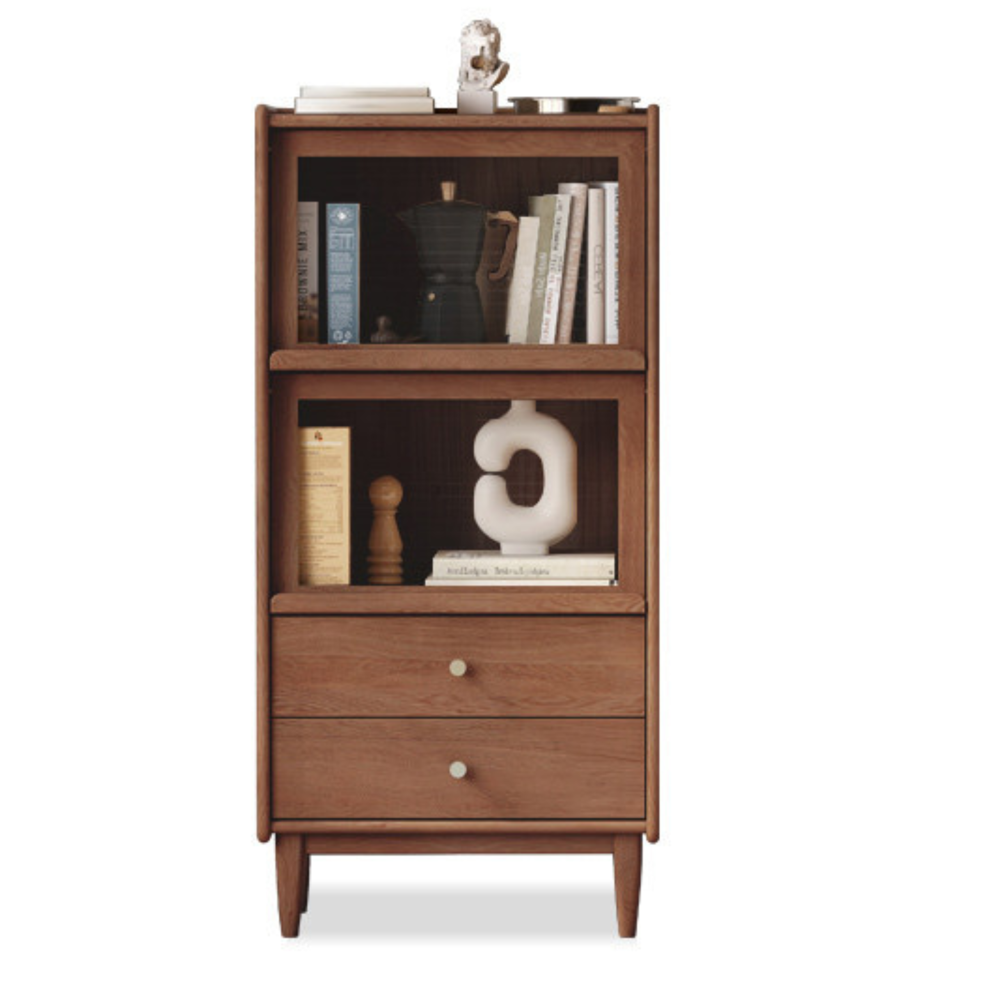 Black Walnut, Oak Solid Wood Side Cabinet Flip Door LED Lights