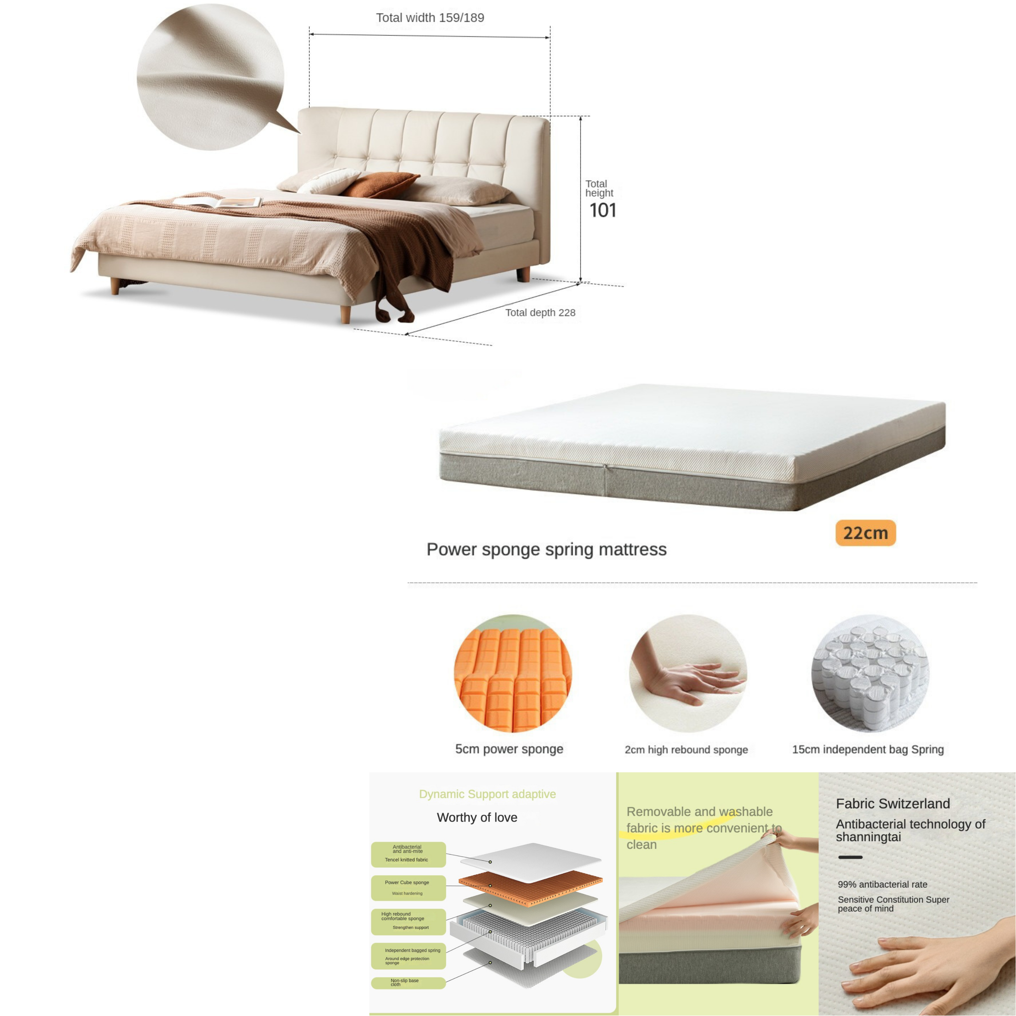 Technology cloth white cream style edge bed_)