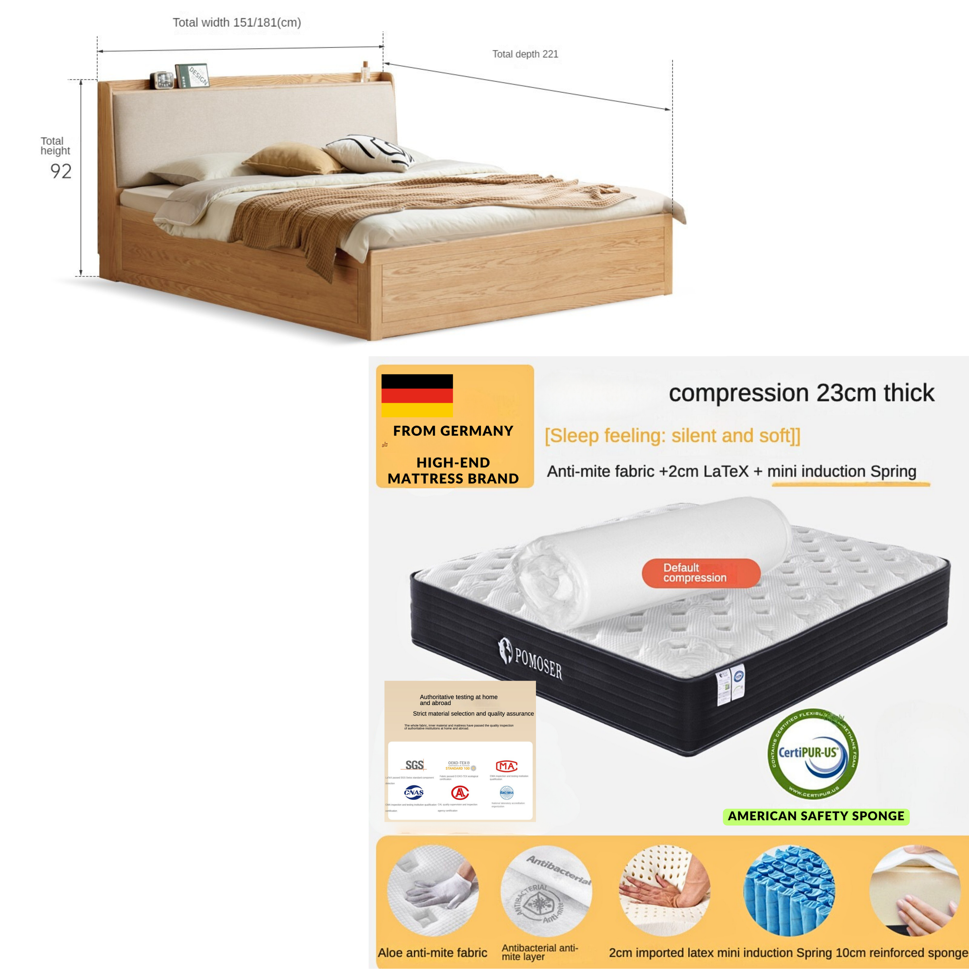 Oak Solid Wood Box Bed Storage Bed technology cloth, fabric_)