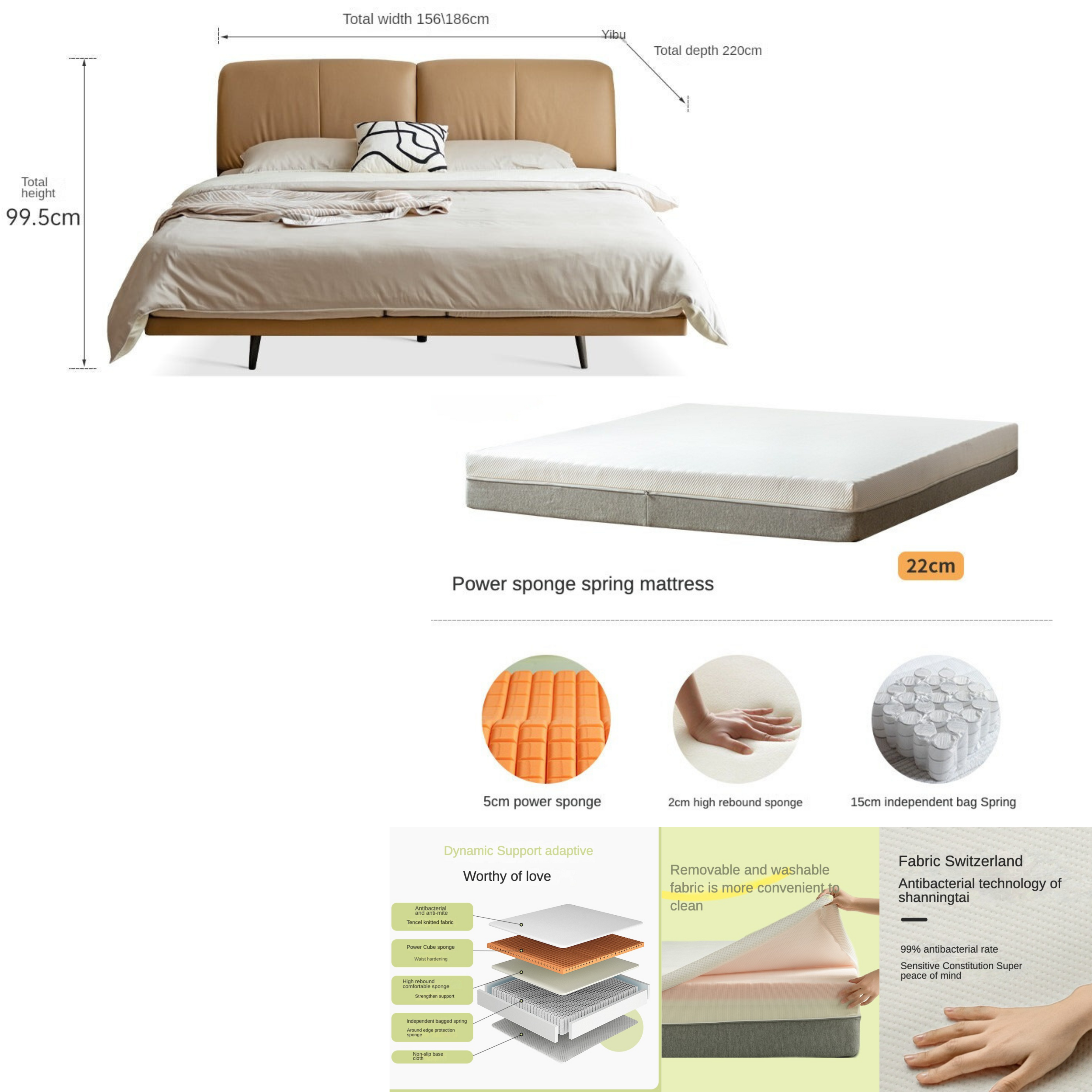 Technology Cloth Soft Light Suspension Bed _)