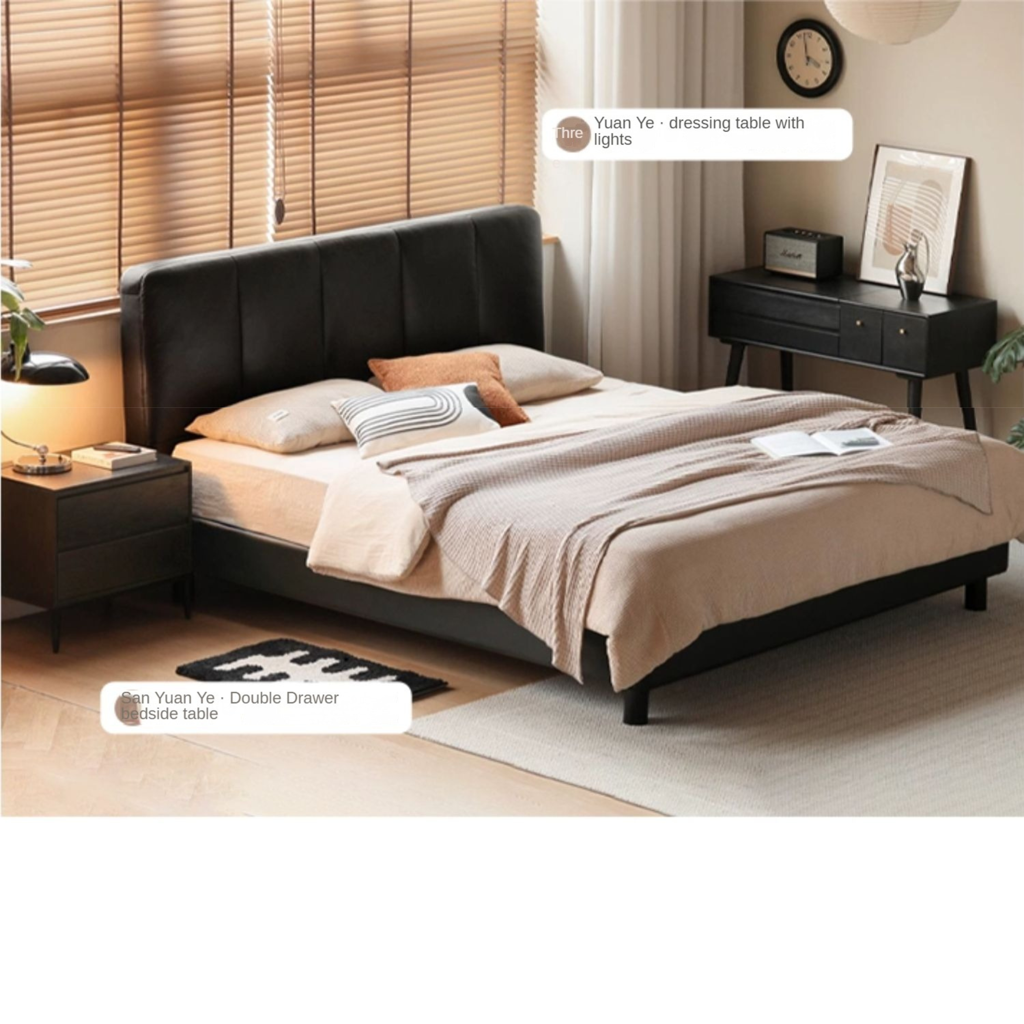 Leather Head Layer Cowhide Black Edged Bed_)