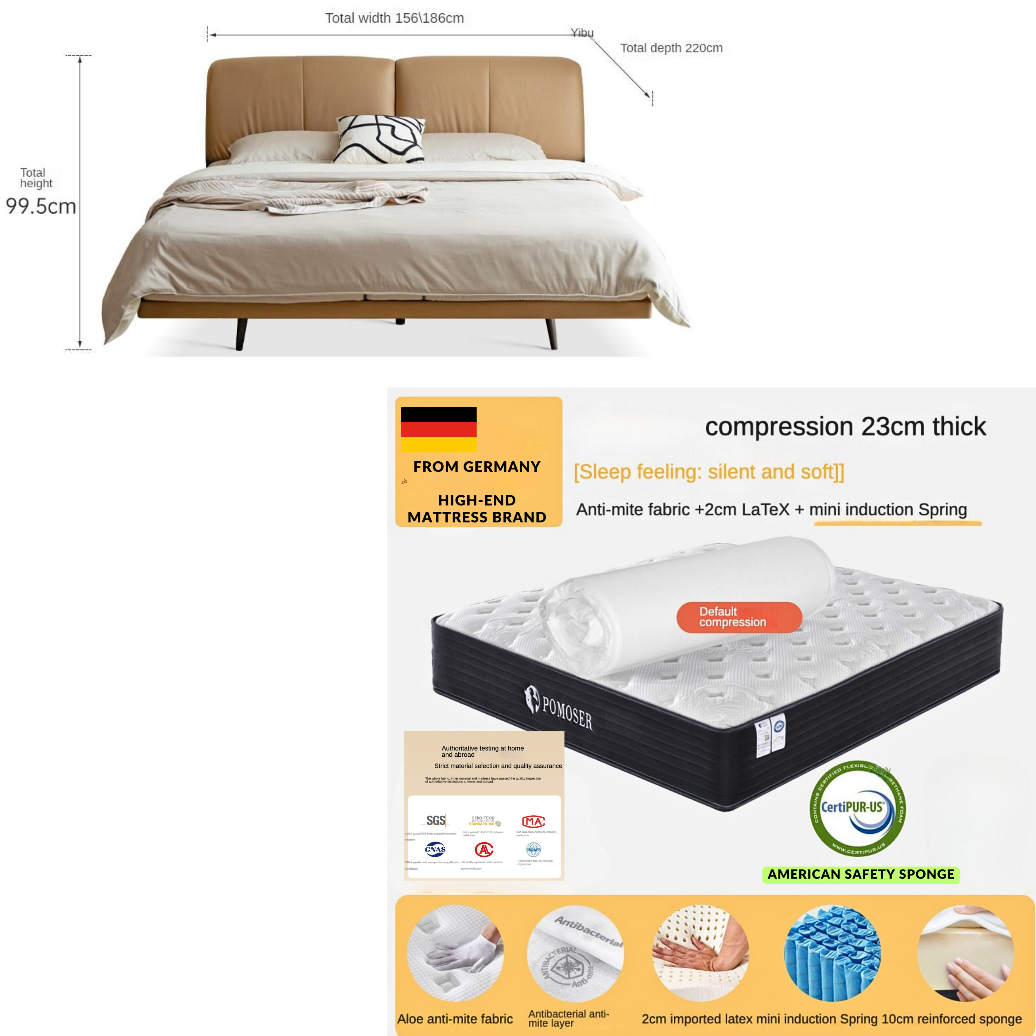 Technology Cloth Soft Light Suspension Bed "