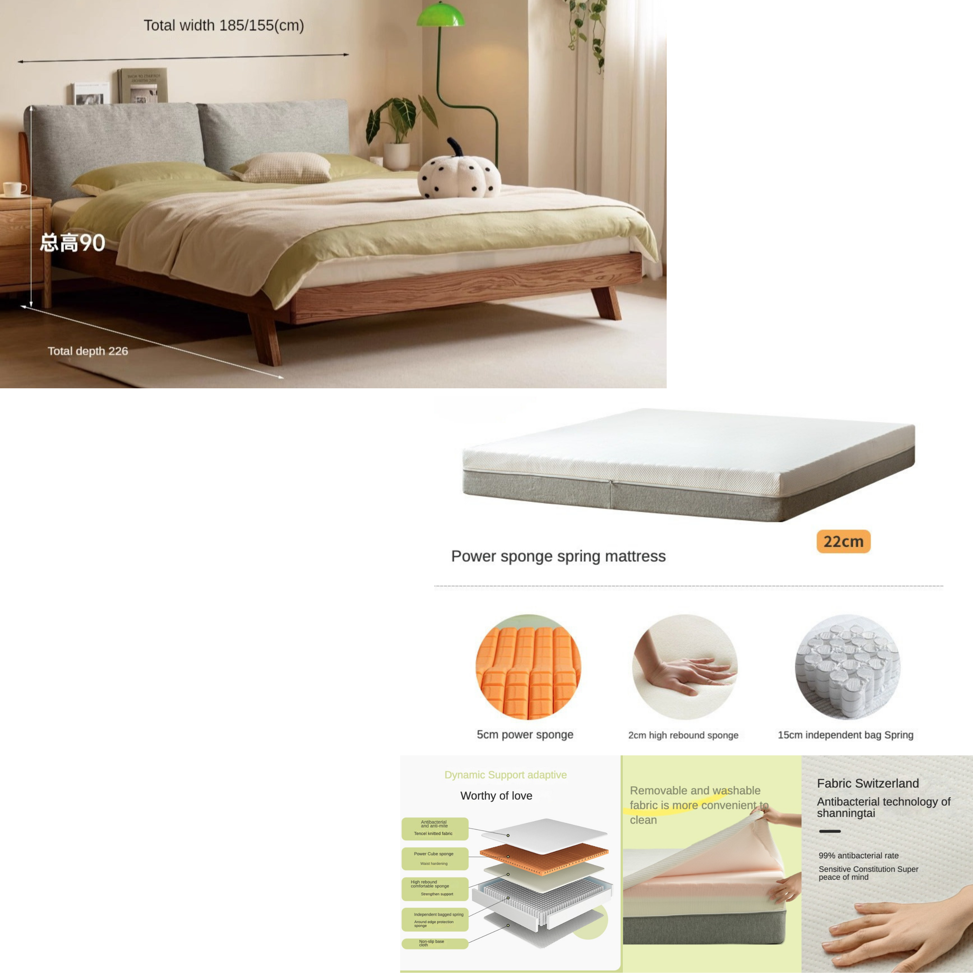 Oak solid wood soft bed"_)