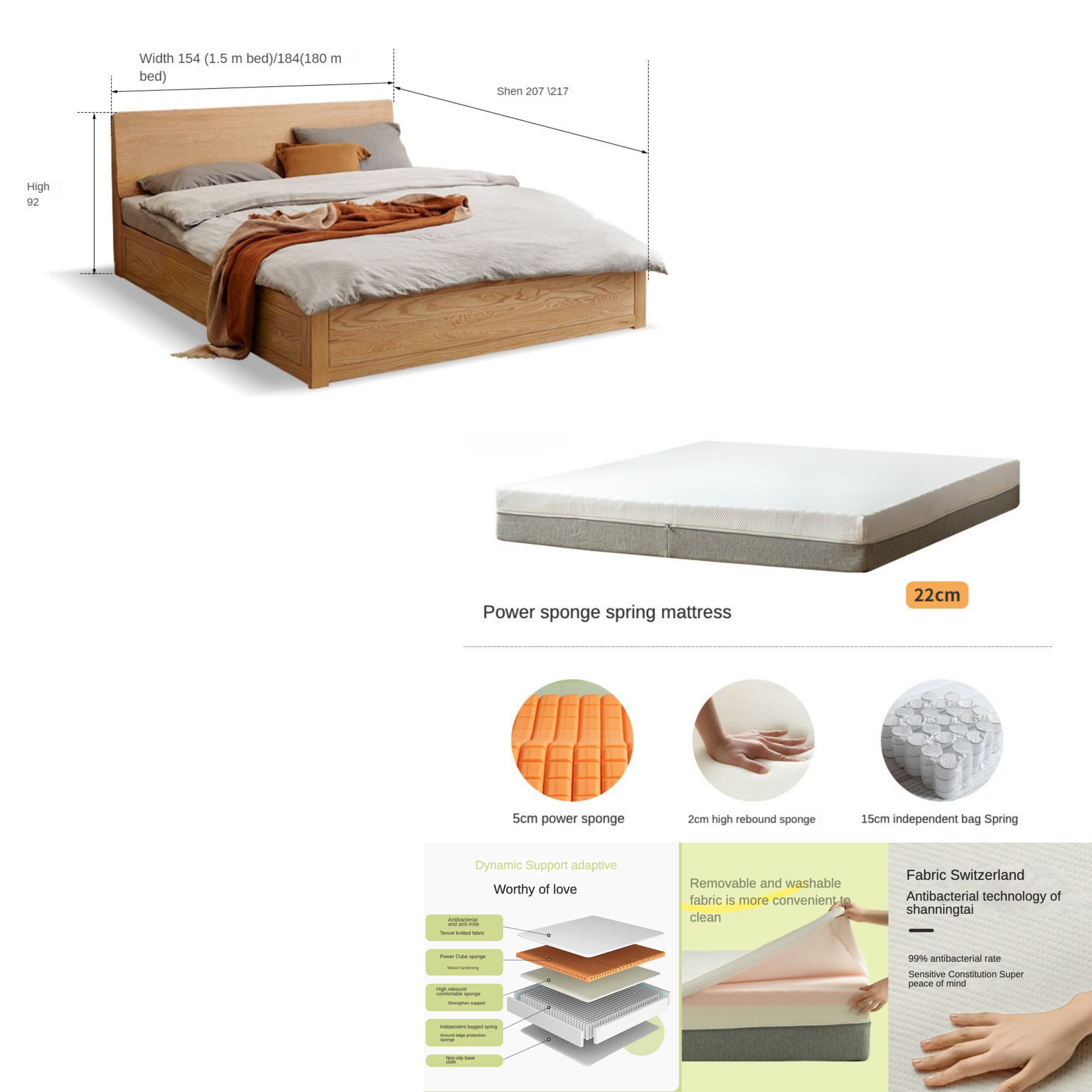Oak Solid Wood Box Bed _)