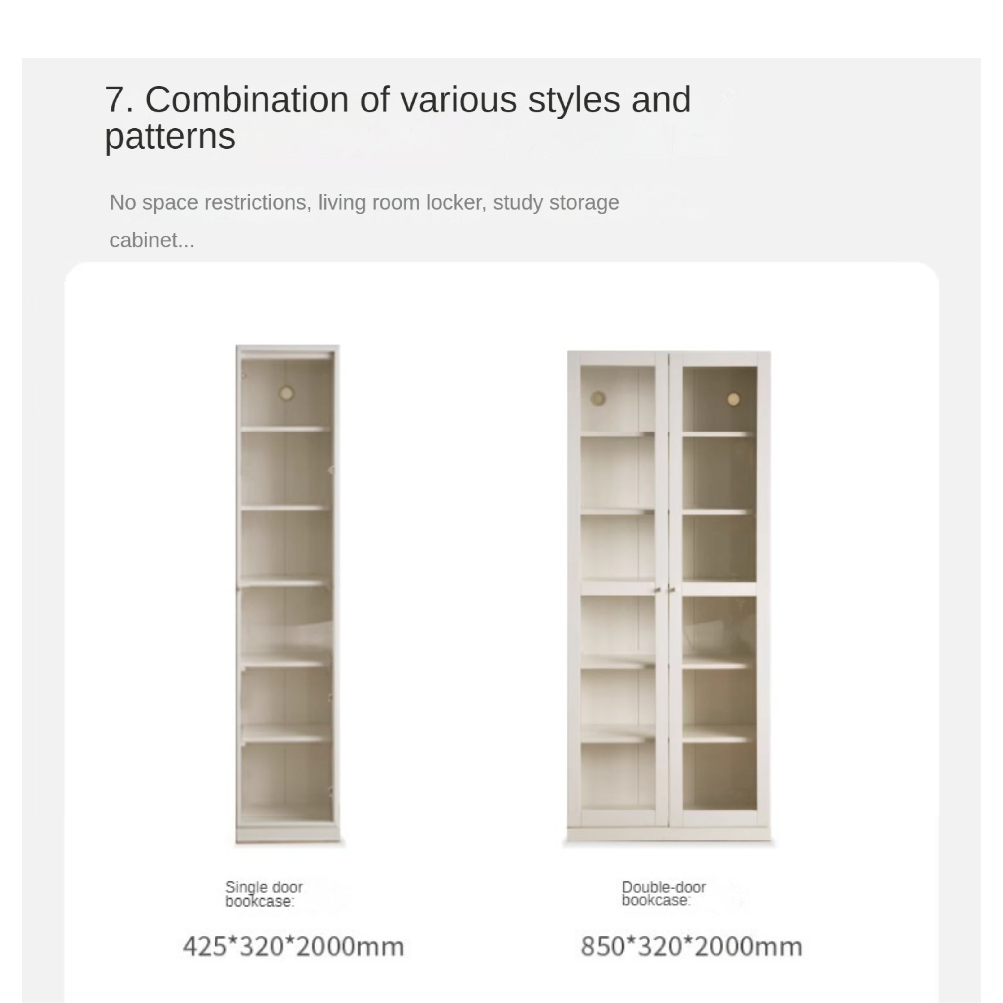 Solid Wood Combination Bookshelf Wall-To-Ceiling Bookcase Glass Door Display Cabinet Cream Style<