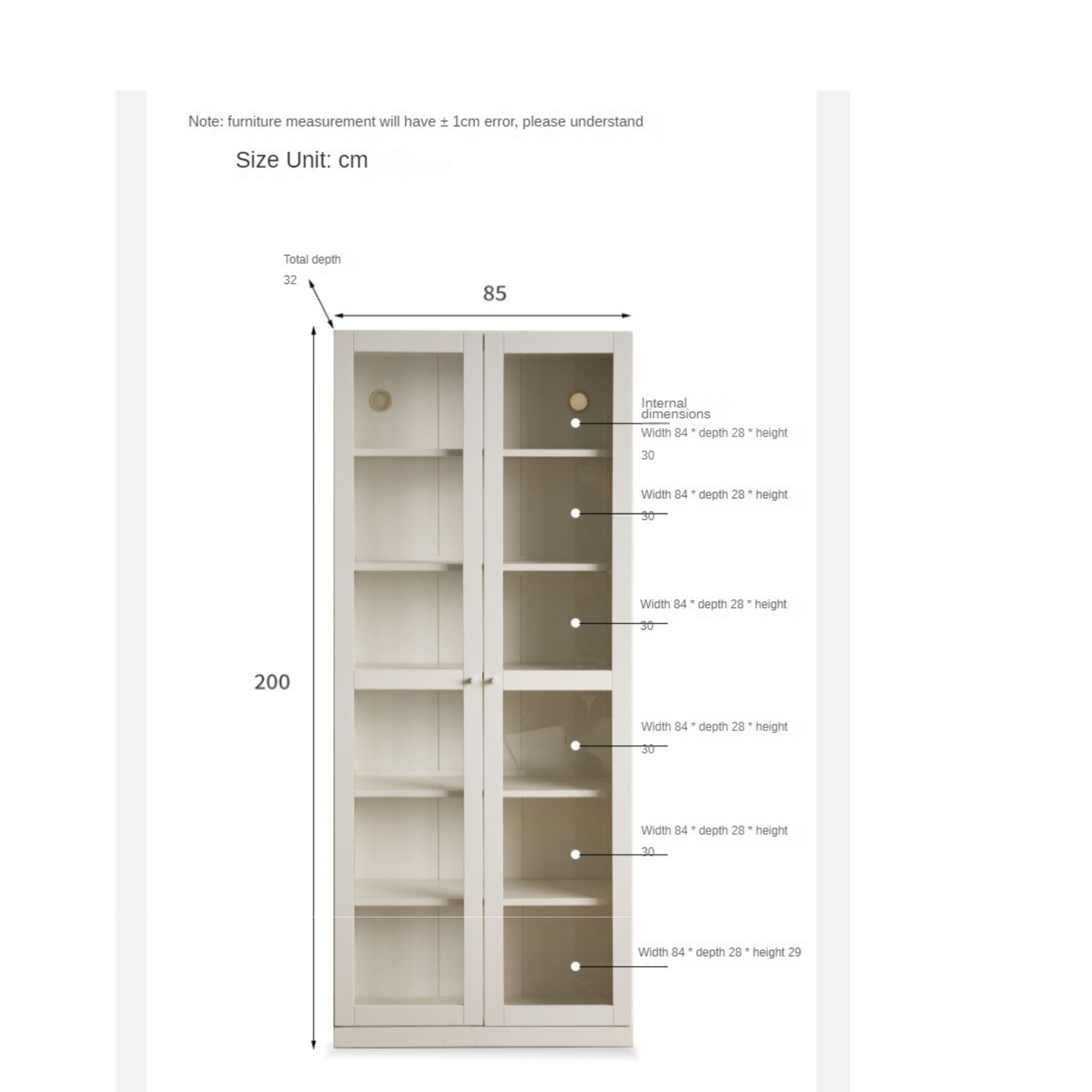 Solid Wood Combination Bookshelf Wall-To-Ceiling Bookcase Glass Door Display Cabinet Cream Style<