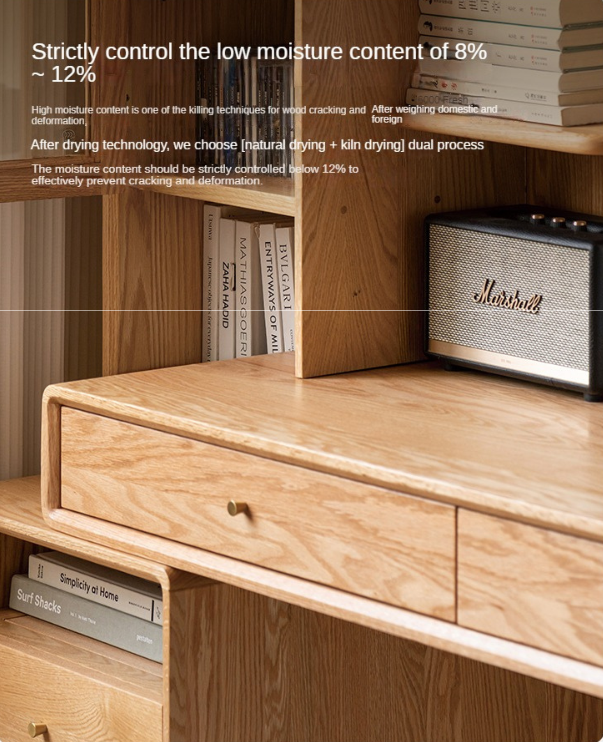 Oak Solid Wood Office Desk Combination