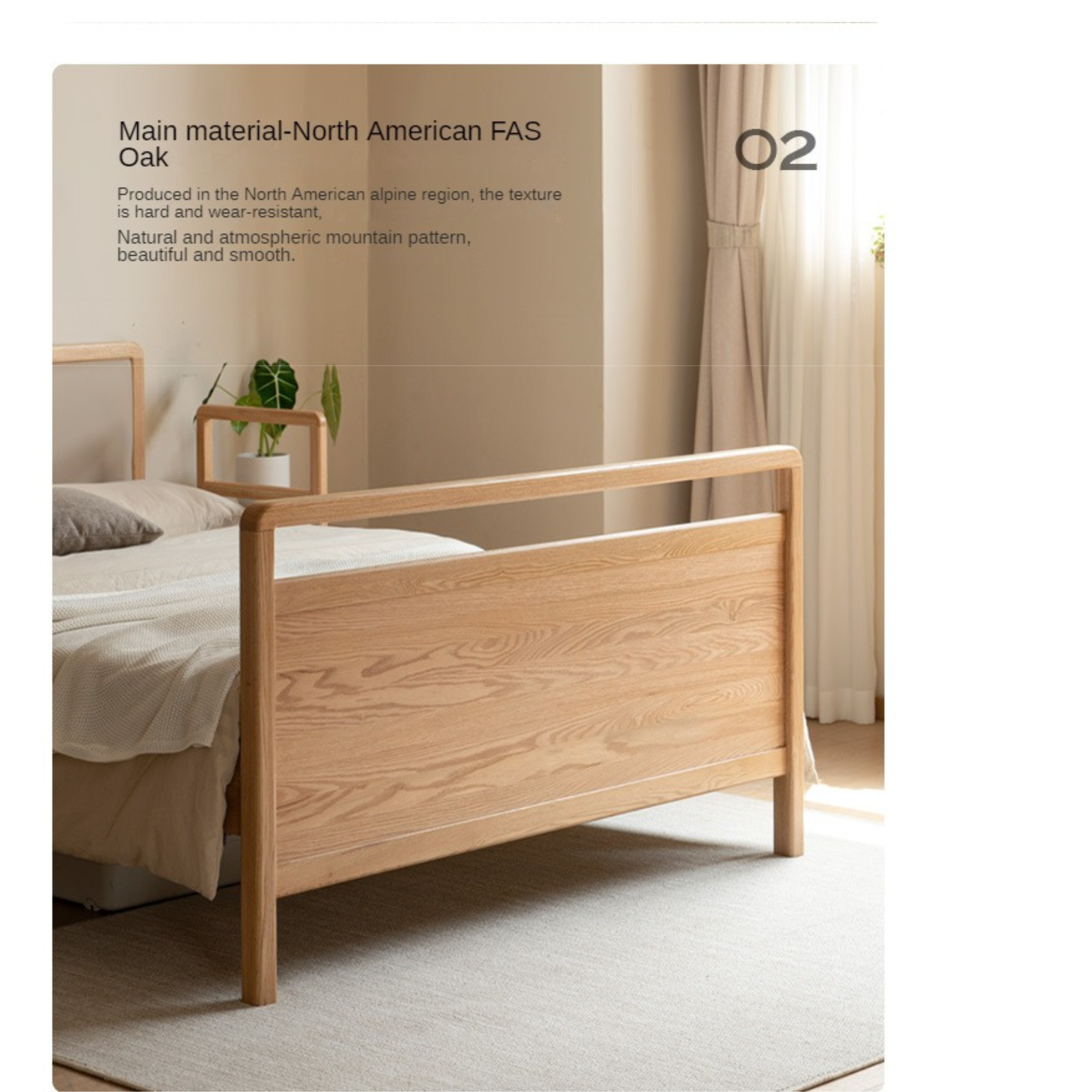 Oak Solid Wood Bed Elderly Bed Suitable for the Elderly High Bed_)