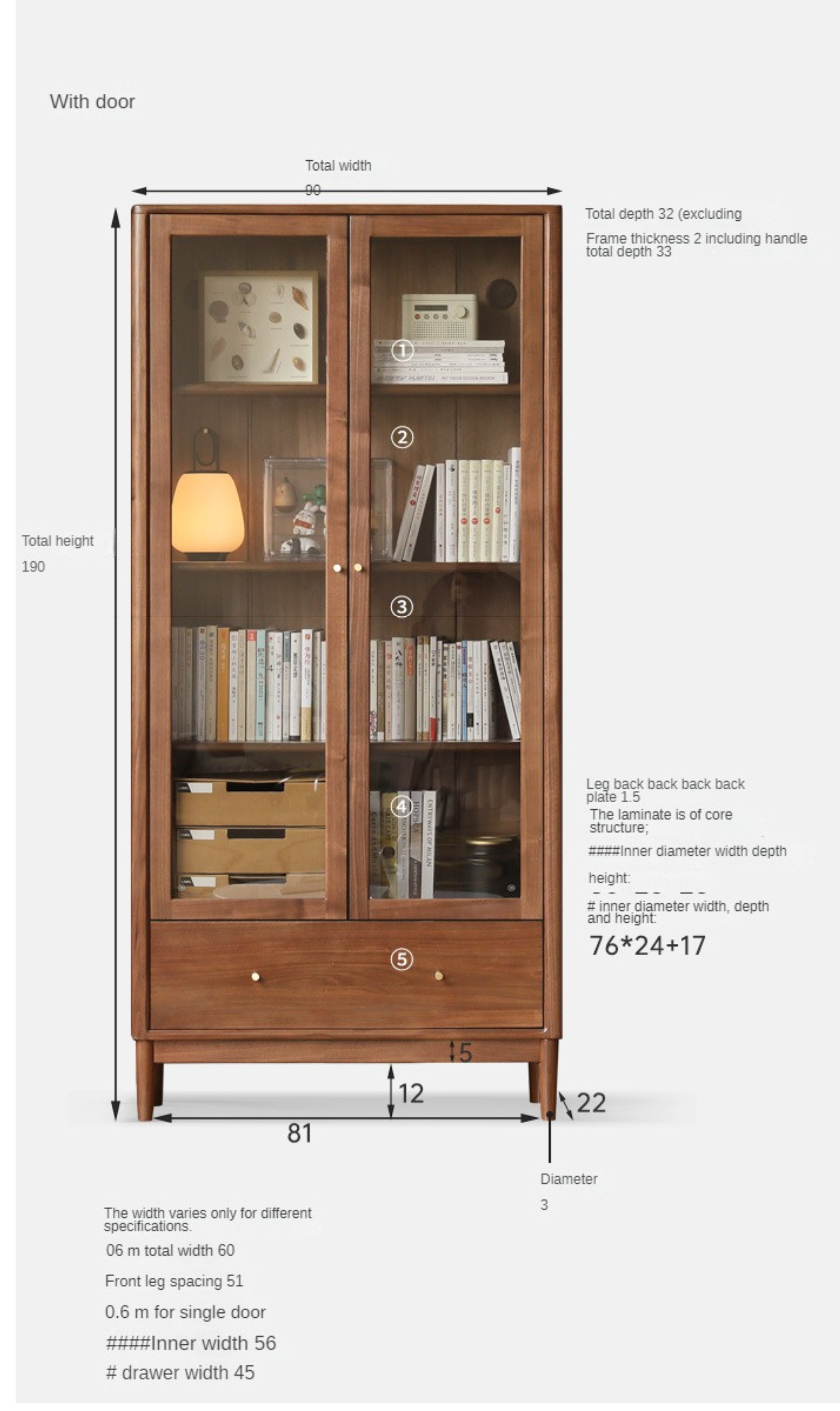 Black Walnut, Oak, Ash Solid Wood Bookcase Whole Wall Free Combination Bookshelf