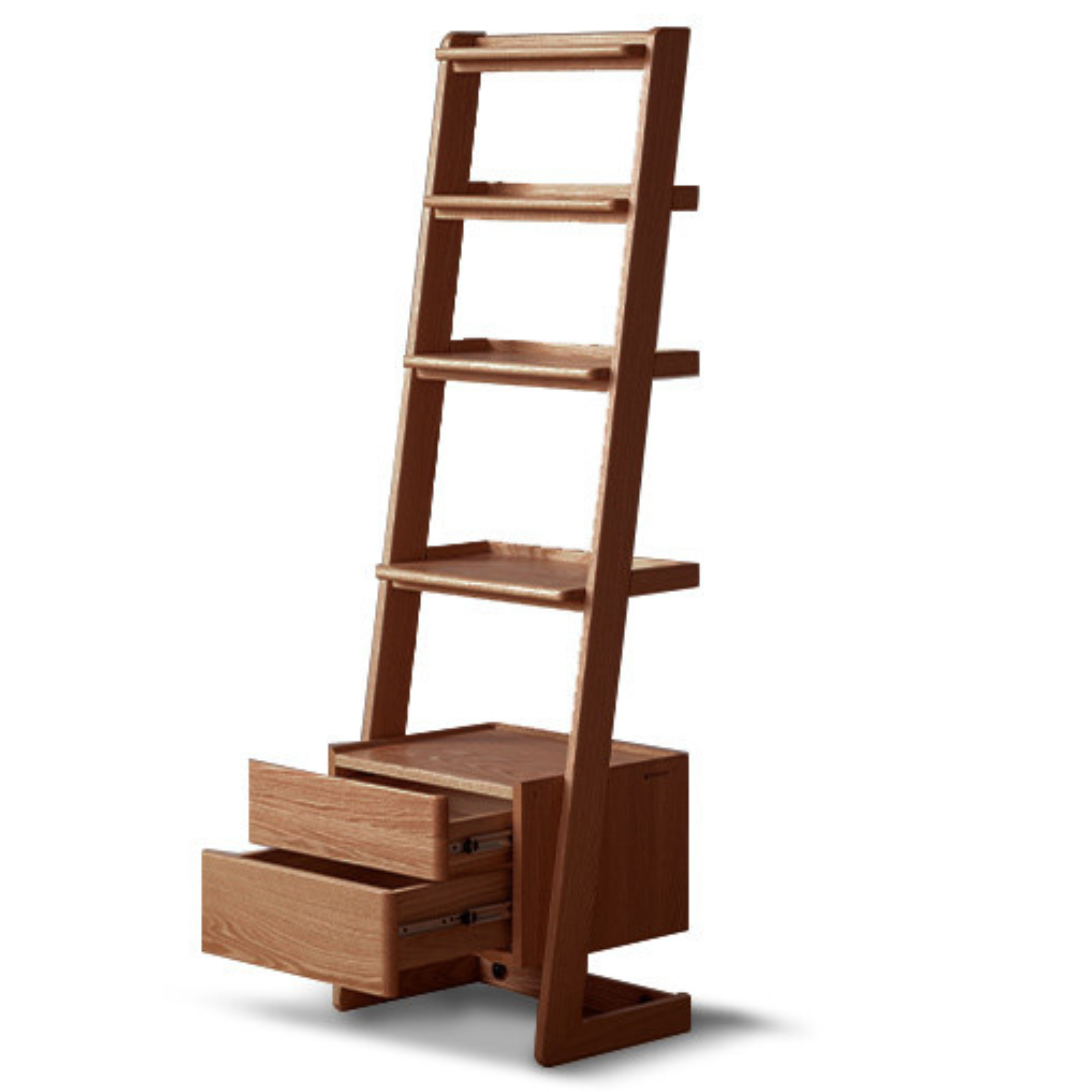 Oak Solid Wood Side Cabinet, Trapezoidal Storage Rack