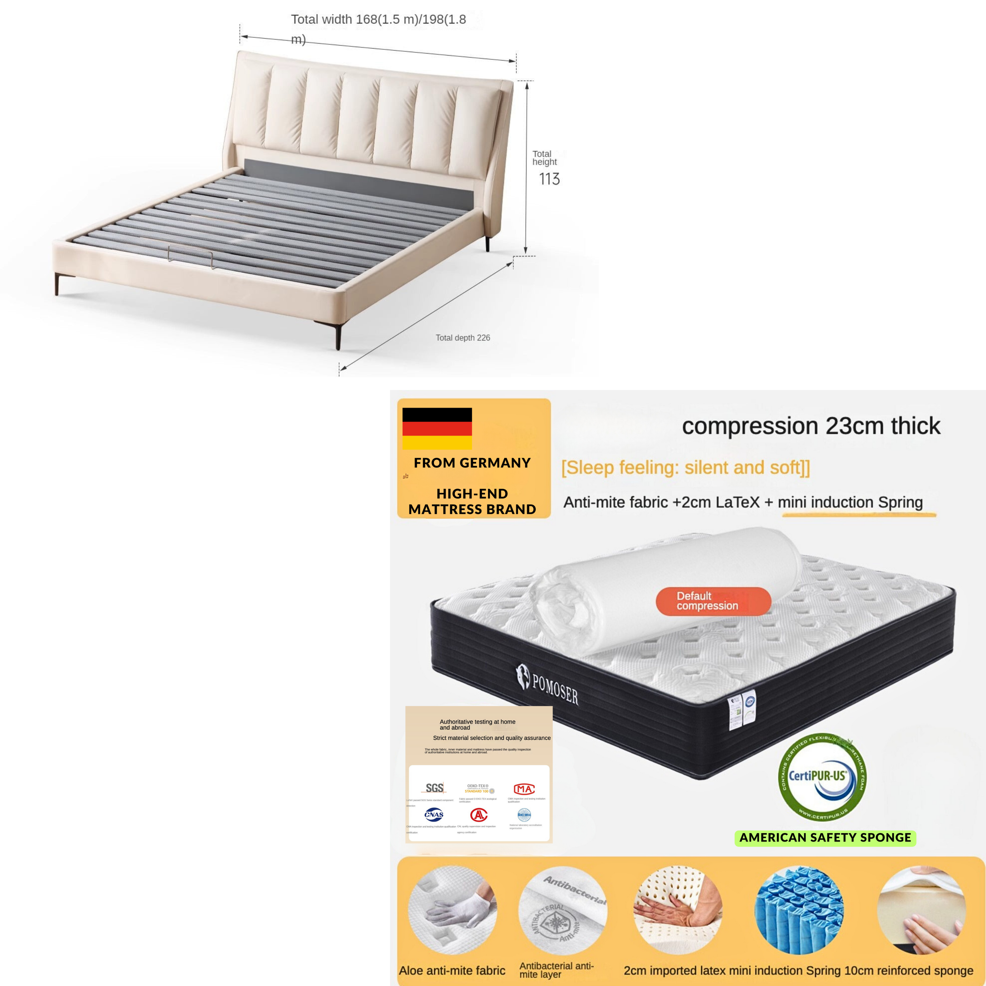 Technology Fabric Soft Modern Cream Style bed"