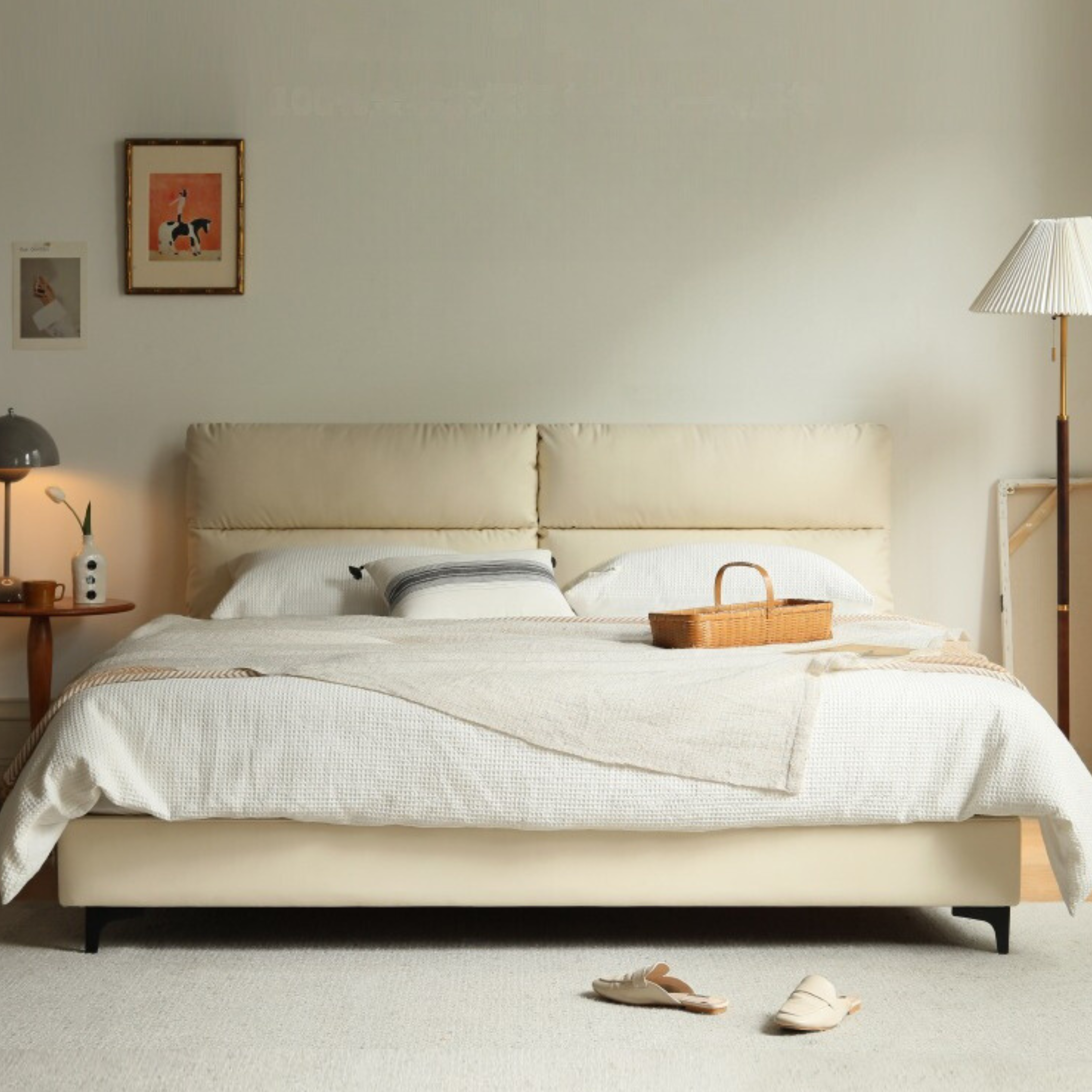 Organic leather, Fabric Modern bed, Atmospheric box Bed_)