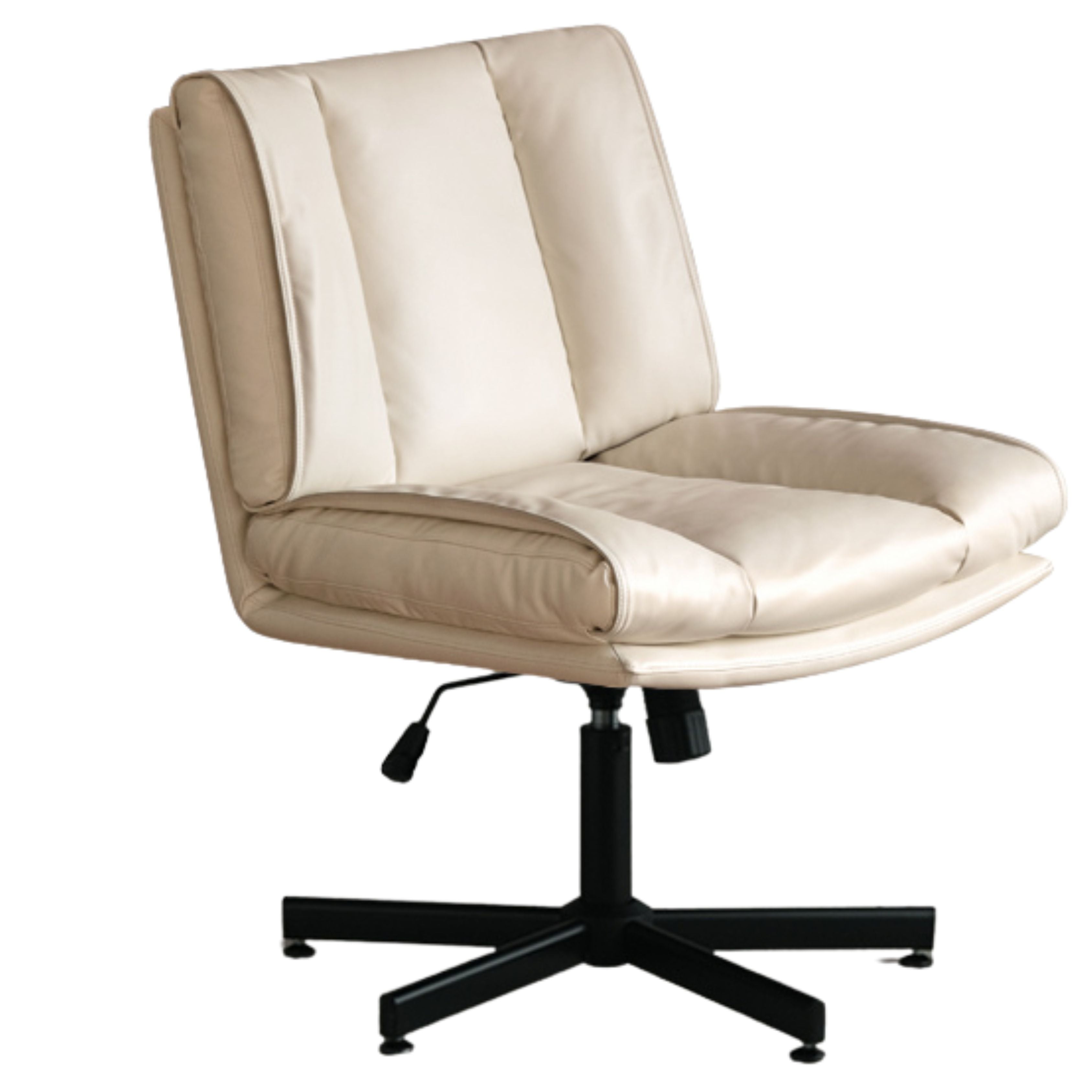 Organic Leather Soft Book Rotating Lift Chair Cream Style