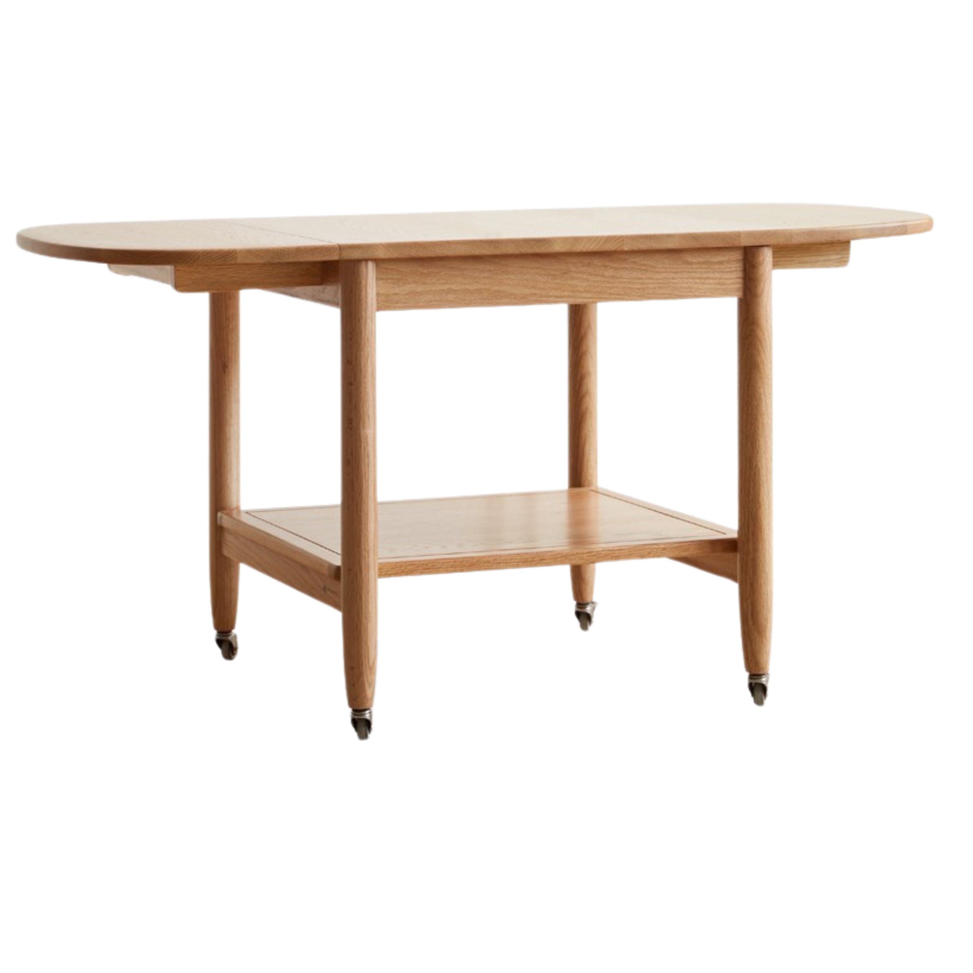 OAK Solid Wood Folding Mobile Coffee Table