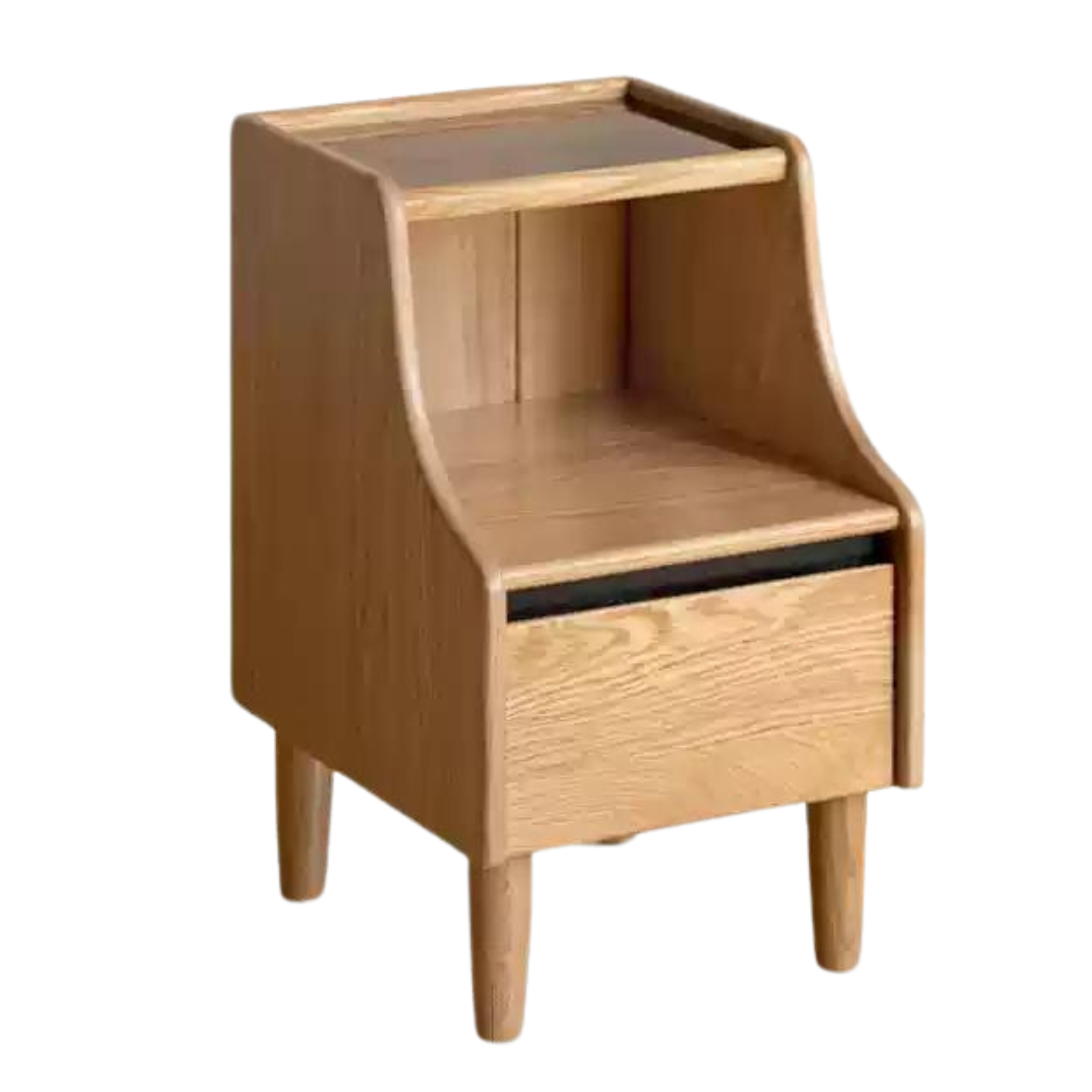 Oak Solid Wood Glass Nightstand
