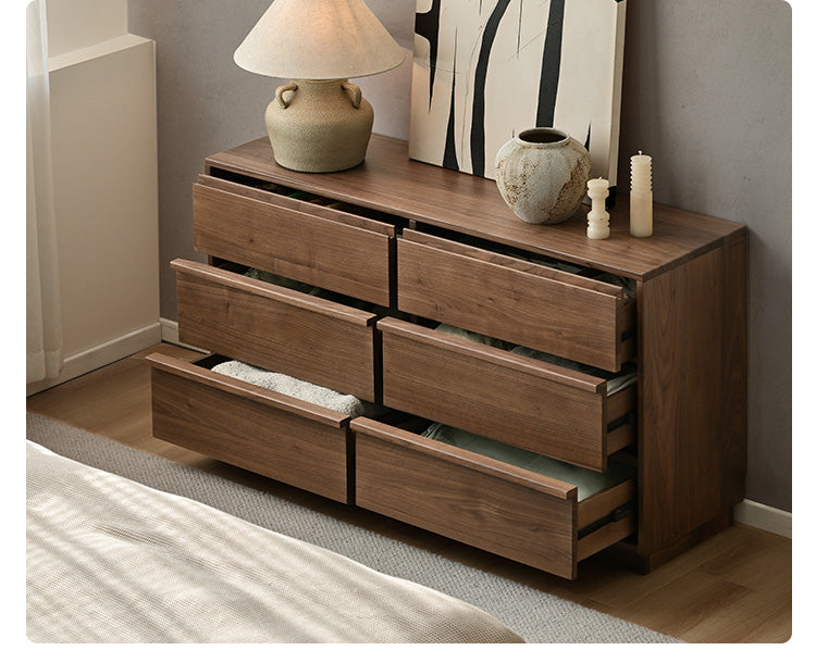 Black Walnut Solid Wood Storage Six Drawers