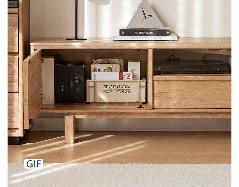 Oak Solid Wood Modern Minimalist TV Cabinet