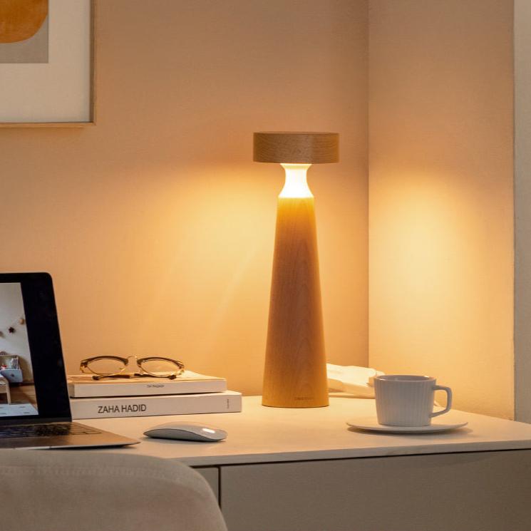 Beech solid wood table bedside mushroom LED light lamp)