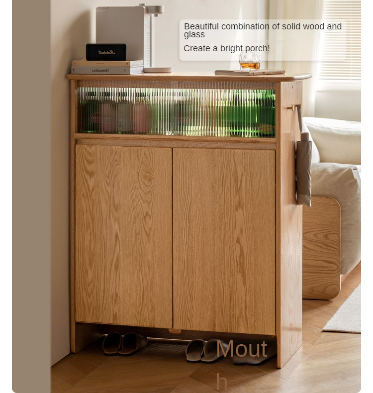 Oak Solid Wood Partition Shoe Cabinet: