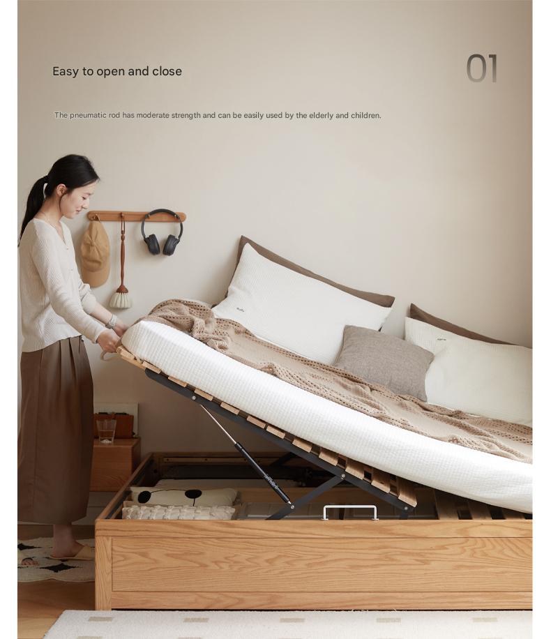 Oak solid wood platform bed, headboard-free Box bed