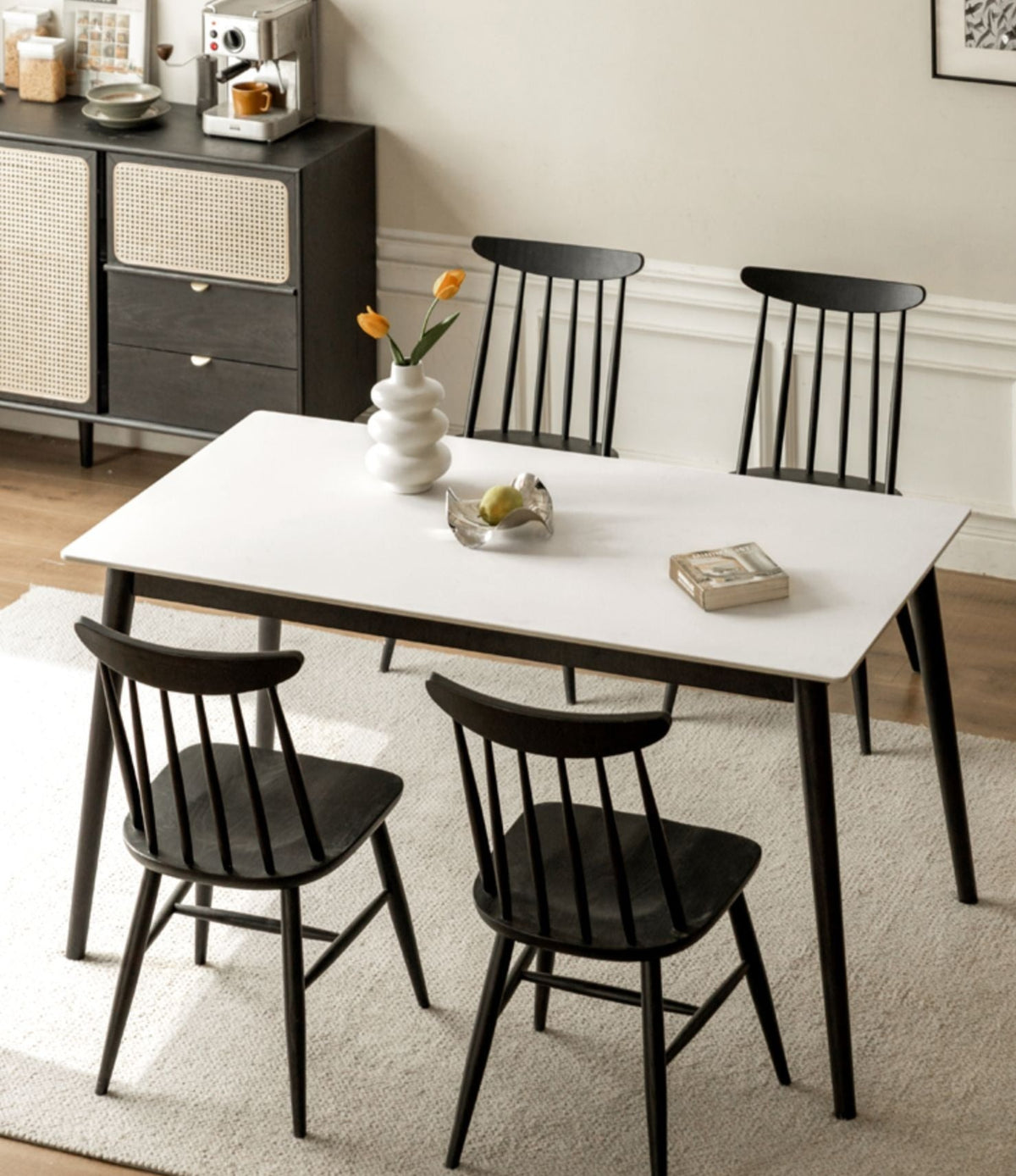 Solid Wood Rock Plate Dining Table Simple Small Household Table Italian ...