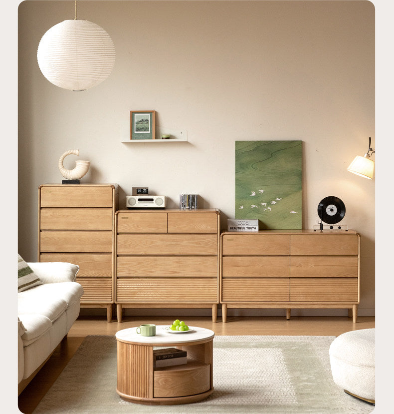 Ash Solid Wood Chest of Drawers with Modern Minimalist Design