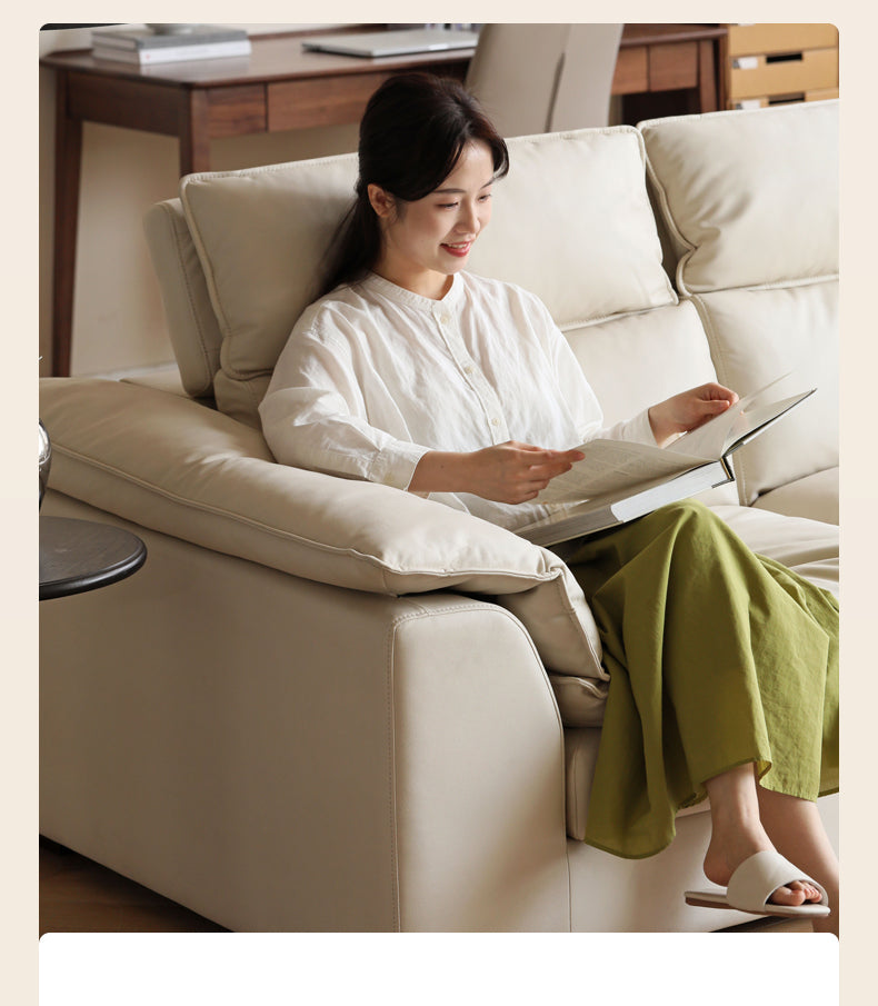 Technology Fabric down Sofa high backrest Cream Style)