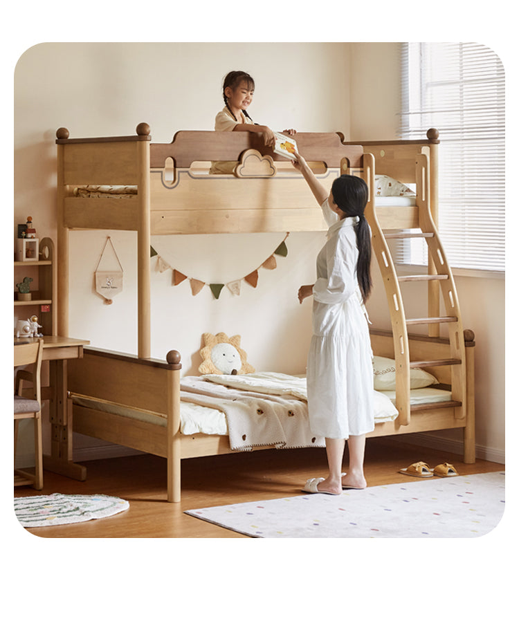 Rubber wood bunk bed.