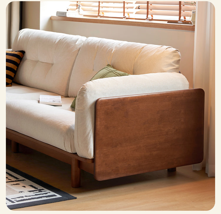 Rubber Solid Wood Fabric Sofa Ancient Style
