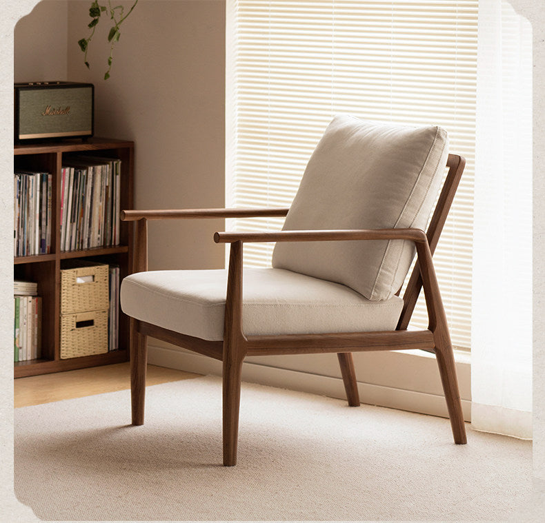 Ash Solid Wood genuine leather, fabric Sofa Chair