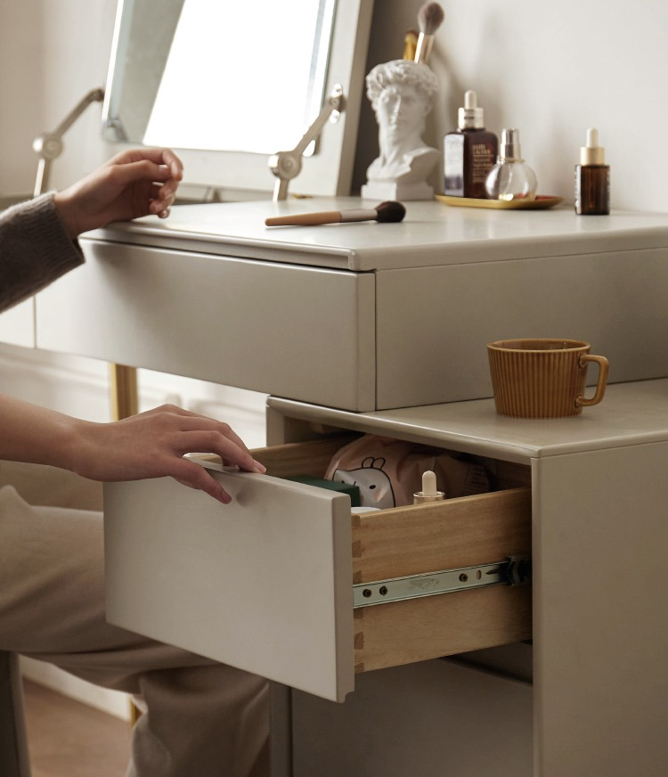 Flip Mirror Dressing Table Italian Light Luxury Bedside Table