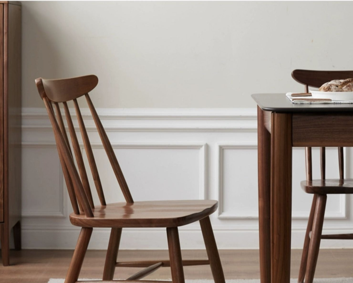 2 pcs set-Black walnut solid wood Windsor chair-