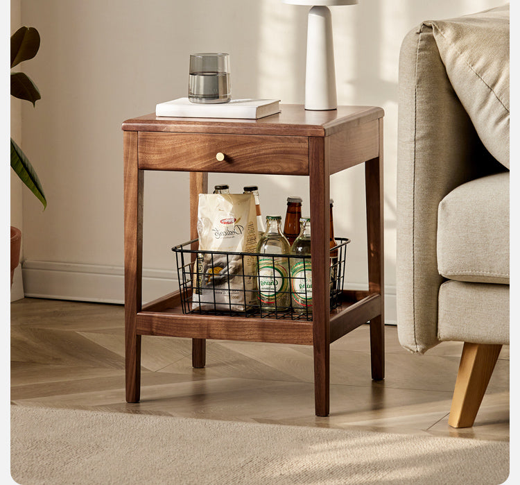 Black Walnut Solid Wood Narrow Nightstand