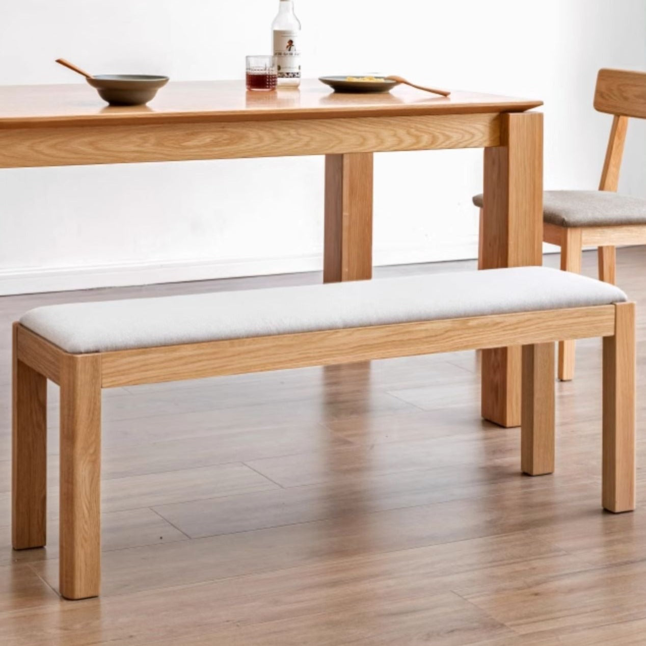 Oak Solid Wood Long Nordic Soft Bench