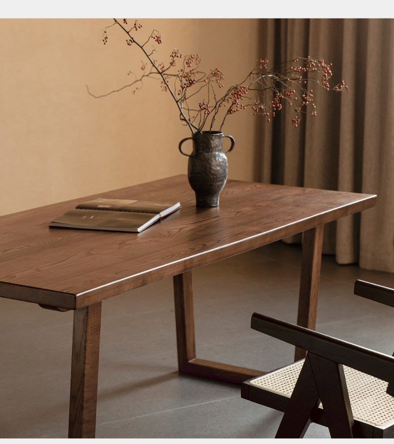 Ash, Black Walnut Solid Wood Dining Table with Wide Board and Natural Edges