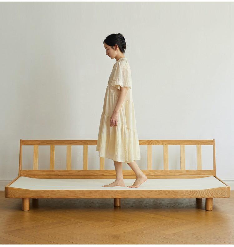 Oak Solid Wood Modern Nordic Suede Cloud Sofa