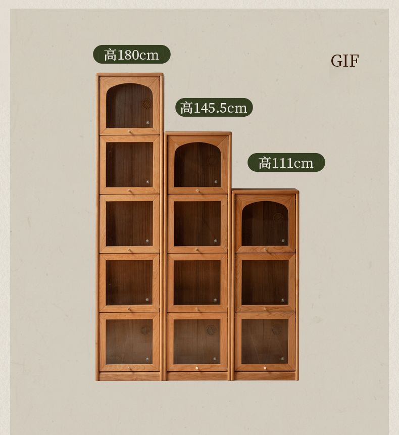 Cherry Solid Wood Ancient Style Floor Bookcase