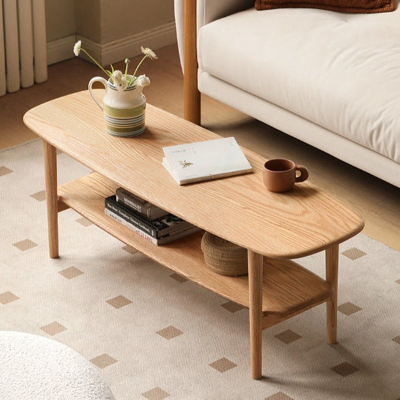 Oak Solid Wood Minimalist Ultra Narrow Coffee Table