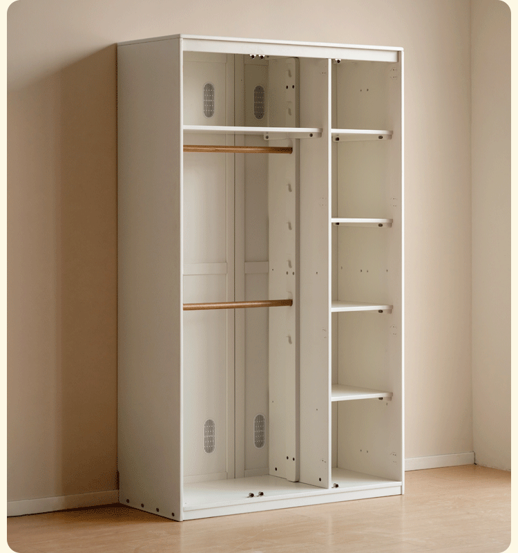Solid RubberWood Kids Modular Wardrobe Closet with Multi-Size Storage Options