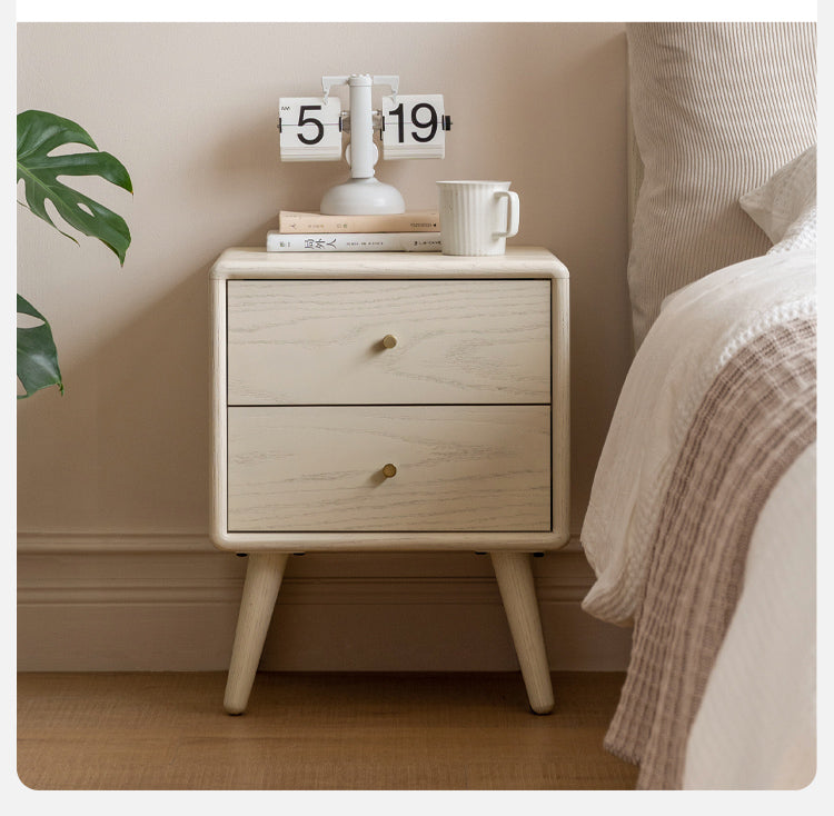 Oak solid wood Double drawer nightstand.