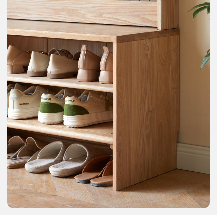 Ash Solid Wood Shoe Changing Stool for Home Entrance)