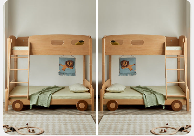 Beech solid wood children's Bunk Bed cartoon car Bed.