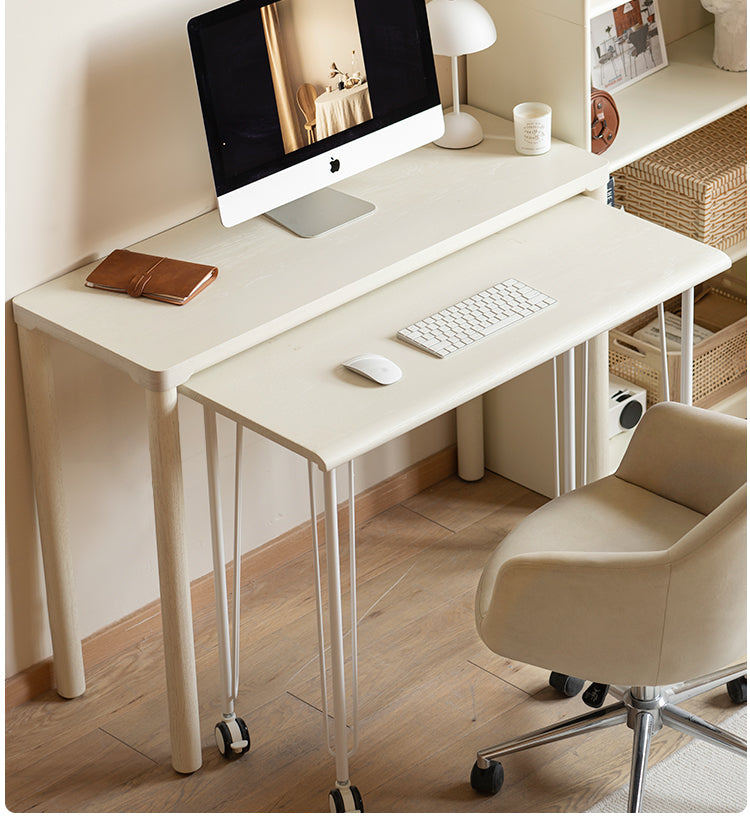 Oak Solid wood Cream style Study table Office desk -