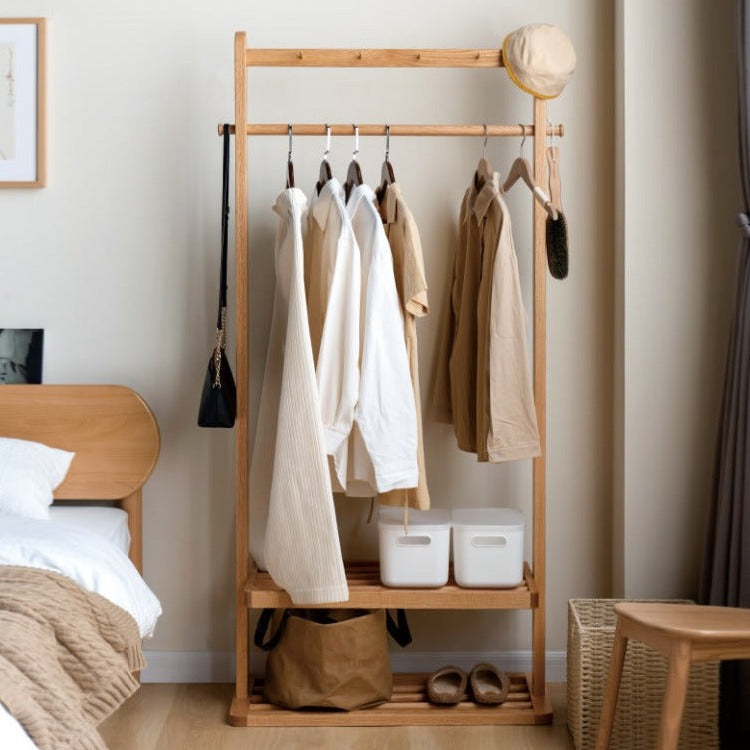 Oak solid wood clothes rack hanger"