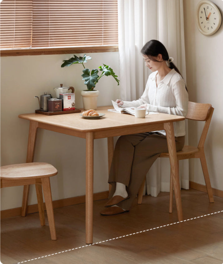 Oak solid wood slanted leg square dining table